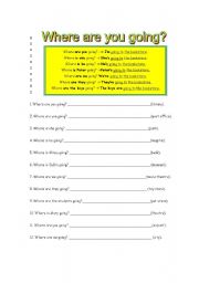 English worksheet: City - where are you going? PLUS word search!