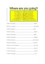 English Worksheet: City - where are you going? PLUS word search!