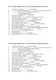 English worksheet: Prepositions