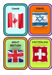 English Worksheet: cards flags of the world