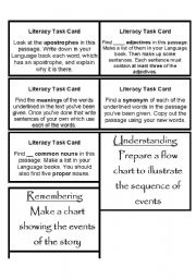 English Worksheet: Reading task Card