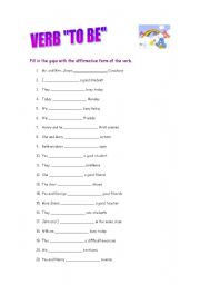 English Worksheet: to be