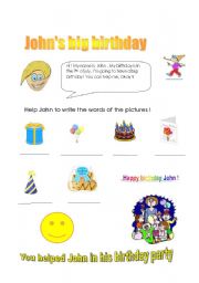 English worksheet: Johns big birthday