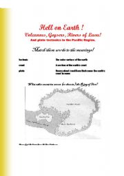 English Worksheet: Volcanoes, geysers, and rivers of lava. Hell on Earth!