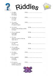 English Worksheet: Fun Riddles