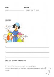 English worksheet: physical description test