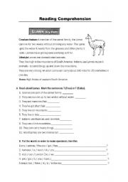 English Worksheet: Readind Comprehension