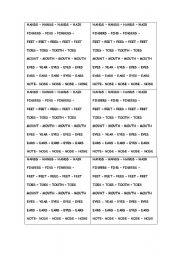 English worksheet: Find the wrong word.