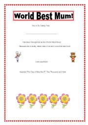 English Worksheet: Happy Mothers Day!!!