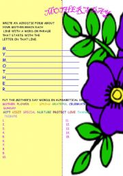 English Worksheet: MOTHERS DAY