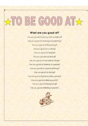 English worksheets: To be good at
