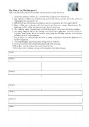 English Worksheet: The War of the Worlds