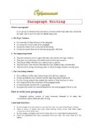 English Worksheet: Paragraph writing