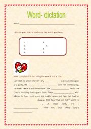 English worksheet: Love ( word-dictation )