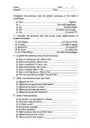 English Worksheet: mixed exercises