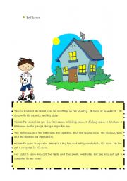 Family and house reading + scramble activity: parts of a house