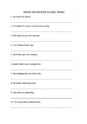 English worksheet: Past tense