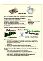 English Worksheet: The Media - vocabulary and speaking lesson