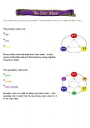 English worksheet: Color wheel