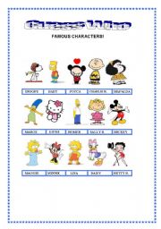 English Worksheet: Guess Who... Famous Characters!