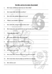 English Worksheet: Classroom survey!