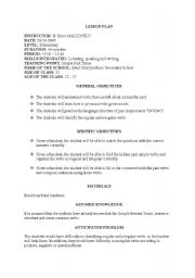 English Worksheet: lesson plan 