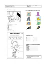 English Worksheet: body parts