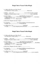 English worksheet: practice on tenses