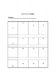 English worksheet: Bingo Game