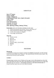 English Worksheet: Lesson plan