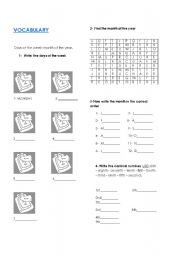 English Worksheet: DAYS OF THE WEEK  AND MONTH OF THE YEAR