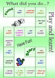 English Worksheet: board game - past simple