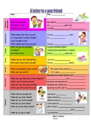 English Worksheet: Writing tips 7: A letter to a pen friend