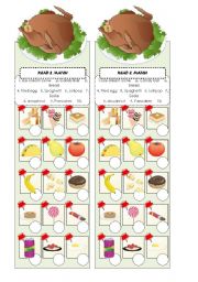 English Worksheet: Bookmark about food!