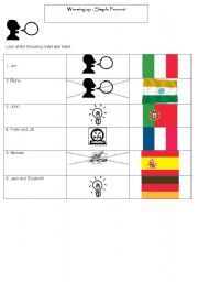 English worksheet: warming up or oral activity to use the present simple