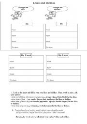 English worksheet: likes&dislikes