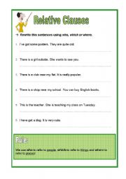 English Worksheet: relative clauses