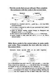 English worksheet: WORKING WITH MULTI PART VERBS