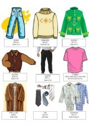 English Worksheet: At the store: Clothes, Price, and Sizes (Part 2/2)
