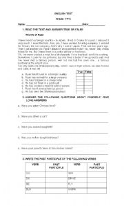 English Worksheet: English test