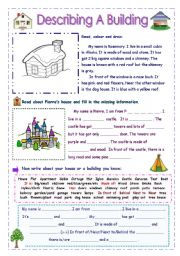 English Worksheet: Describing a Building - For Young Learners