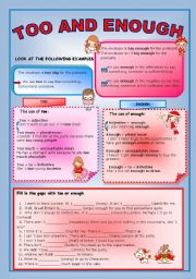 English Worksheet: TOO AND ENOUGH