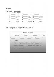English worksheet: Some, A, An + Food