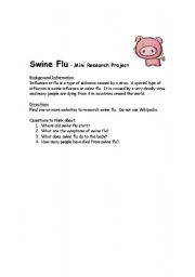 English Worksheet: Swine Flu Mini-Research Project