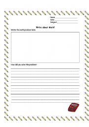 English worksheet: Write about Math