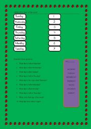 English Worksheet: Days of the week