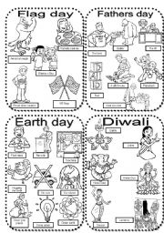 English Worksheet: Celebrations #6 Flag day-Fathers day-Earth day-Diwali