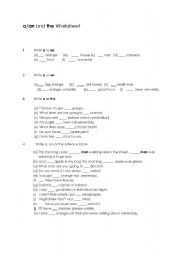 English Worksheet: Articles Worksheet