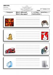 English Worksheet: comparisons writing