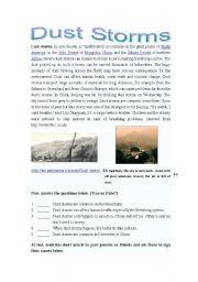 English Worksheet: Natural disaster- sandstorm (dust storm)